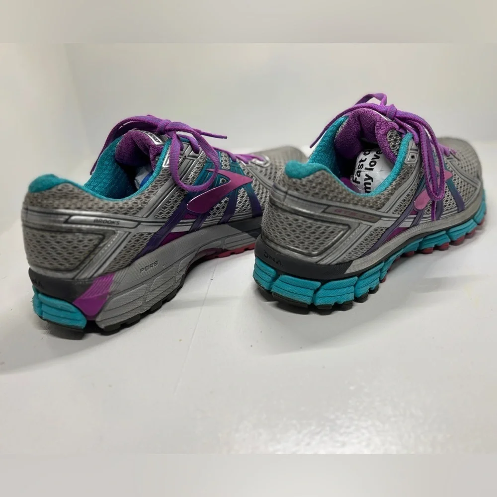 Brooks Adrenaline GTS 17 Women’s Running Shoes Silver Purple Teal Size 11.5